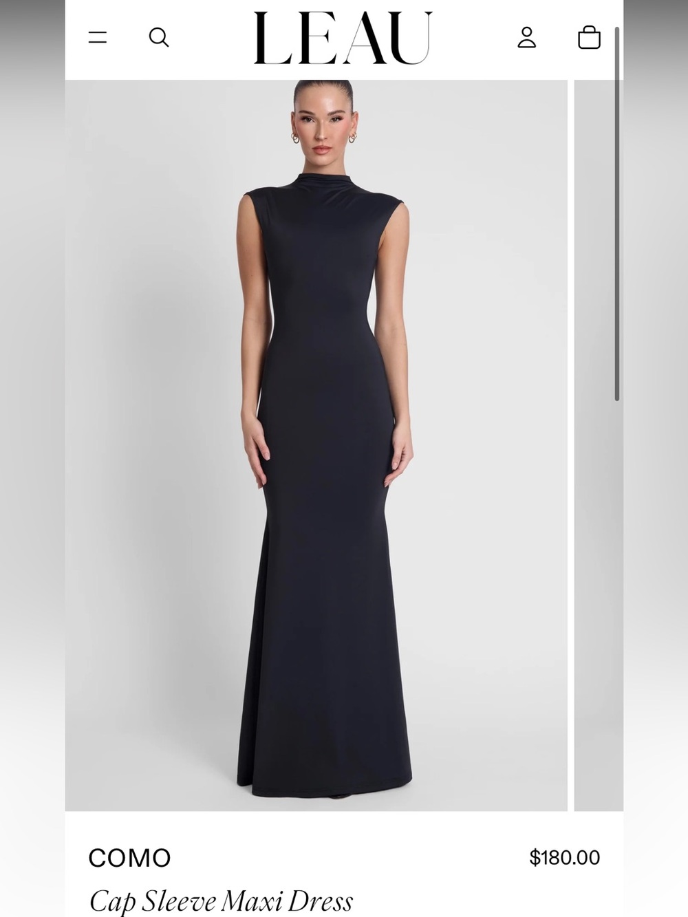 NWT LEAU COMO Cap Sleeve Maxi Dress in Black